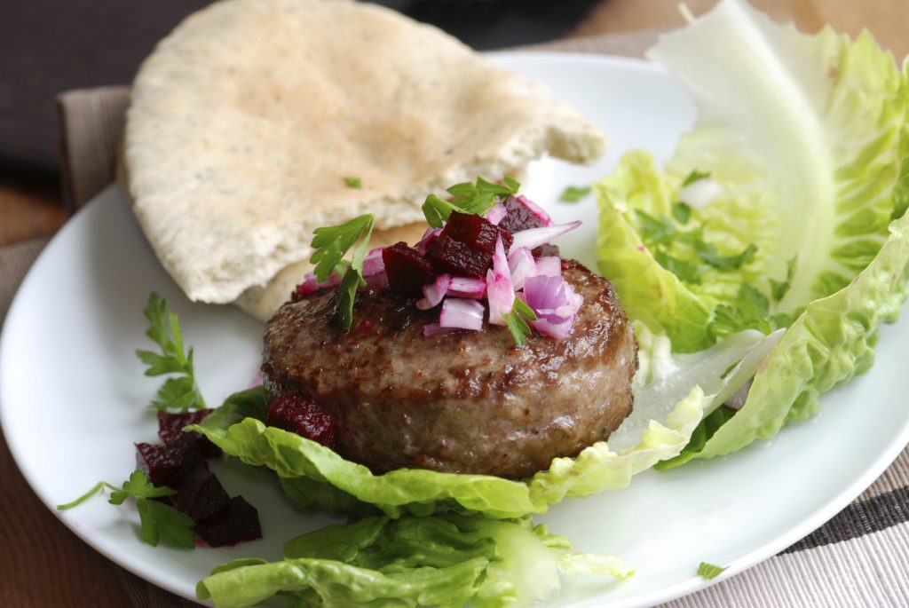 lamb burger with beetroot; lamb recipes