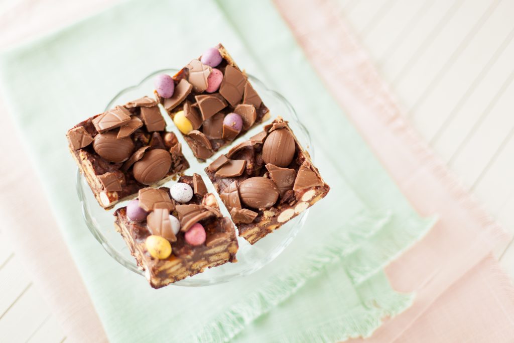 Easter chocolate biscuit squares; easter recipe; kids easter recipe; i love cooking recipe