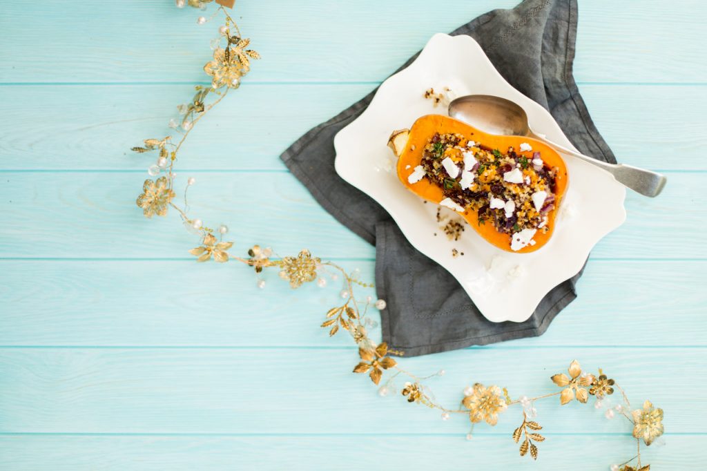 Quinoa Cranberry Stuffed Butternut, vegetarian